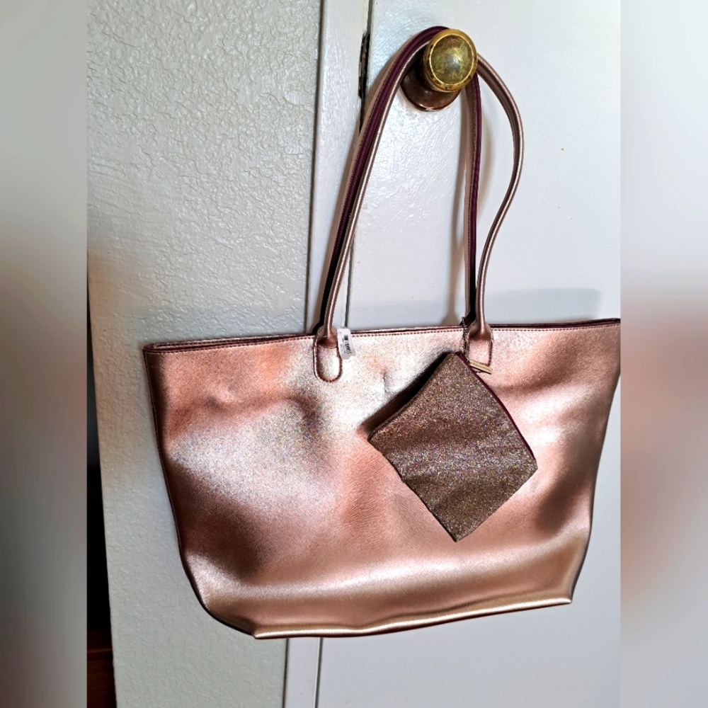 BATH BODY WORKS Faux Leather Rose Gold LIMITED EDITION BAG TOTE PURSE + Mini Set